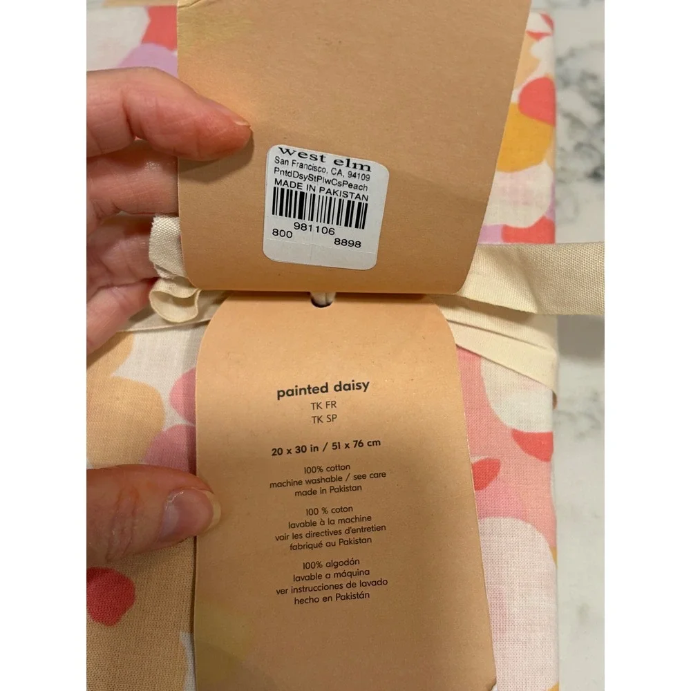 West Elm Kids Painted Daisy Standard Pillowcase 100% Cotton NWT